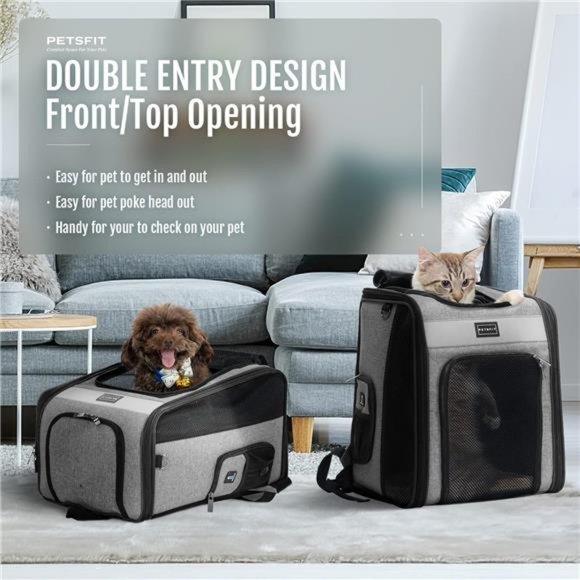 Cat Backpack Carrier with Soft Plush Mat, Cross Ventilation Design, Dog Backpack - Picture 5 of 8
